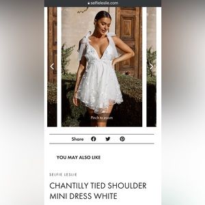 Selfie Leslie Chantilly Tied Shoulder Mini Dress White - only worn once!
